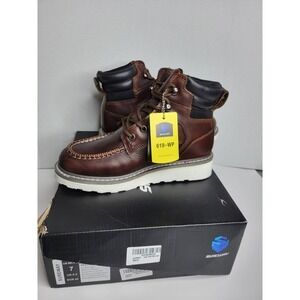 SUREWAY 6" Men's Heavy Duty Leather Soft Toe Work Boots Red Brown Size 7‎ US